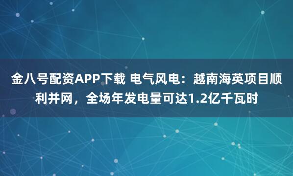 金八号配资APP下载 电气风电：越南海英项目顺利并网，全场年发电量可达1.2亿千瓦时